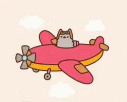 Cartoon cat flying an airplane (decorative)